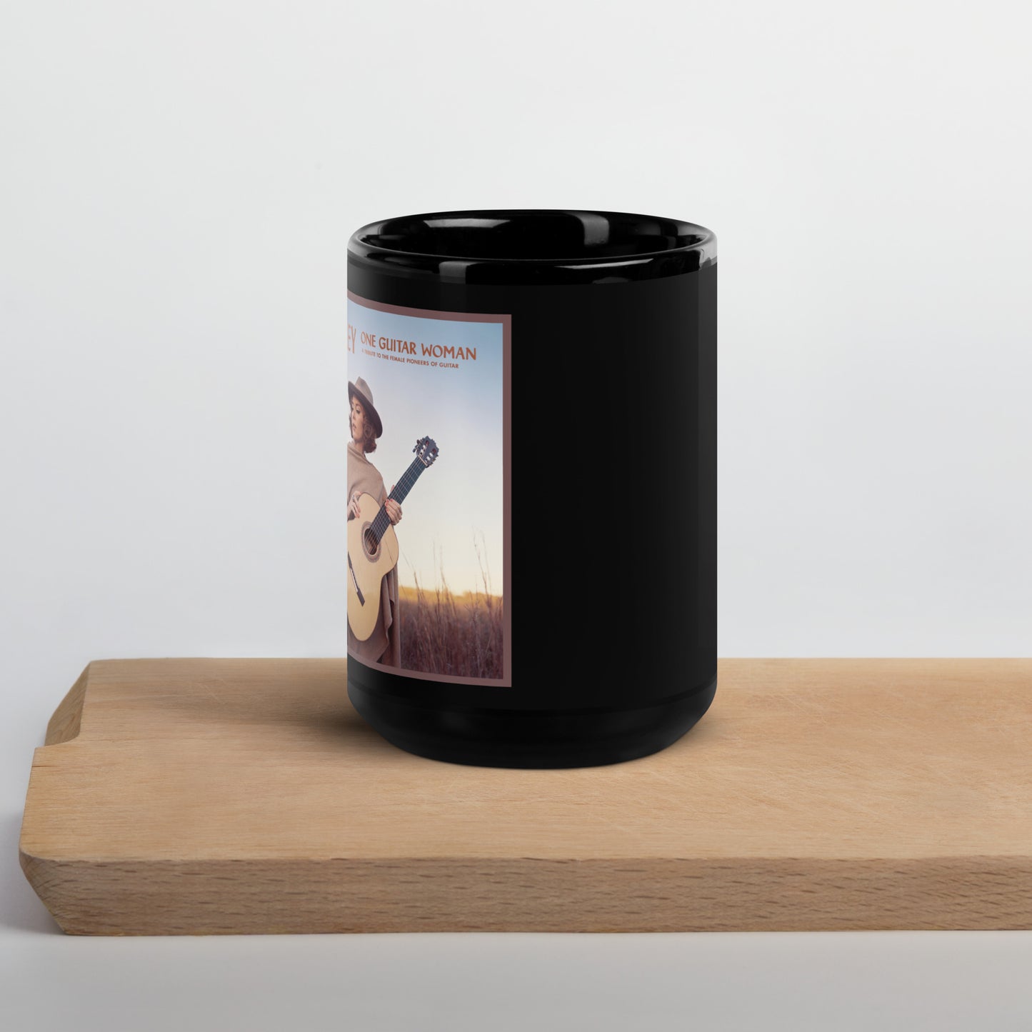 One Guitar Woman Large Black Mug