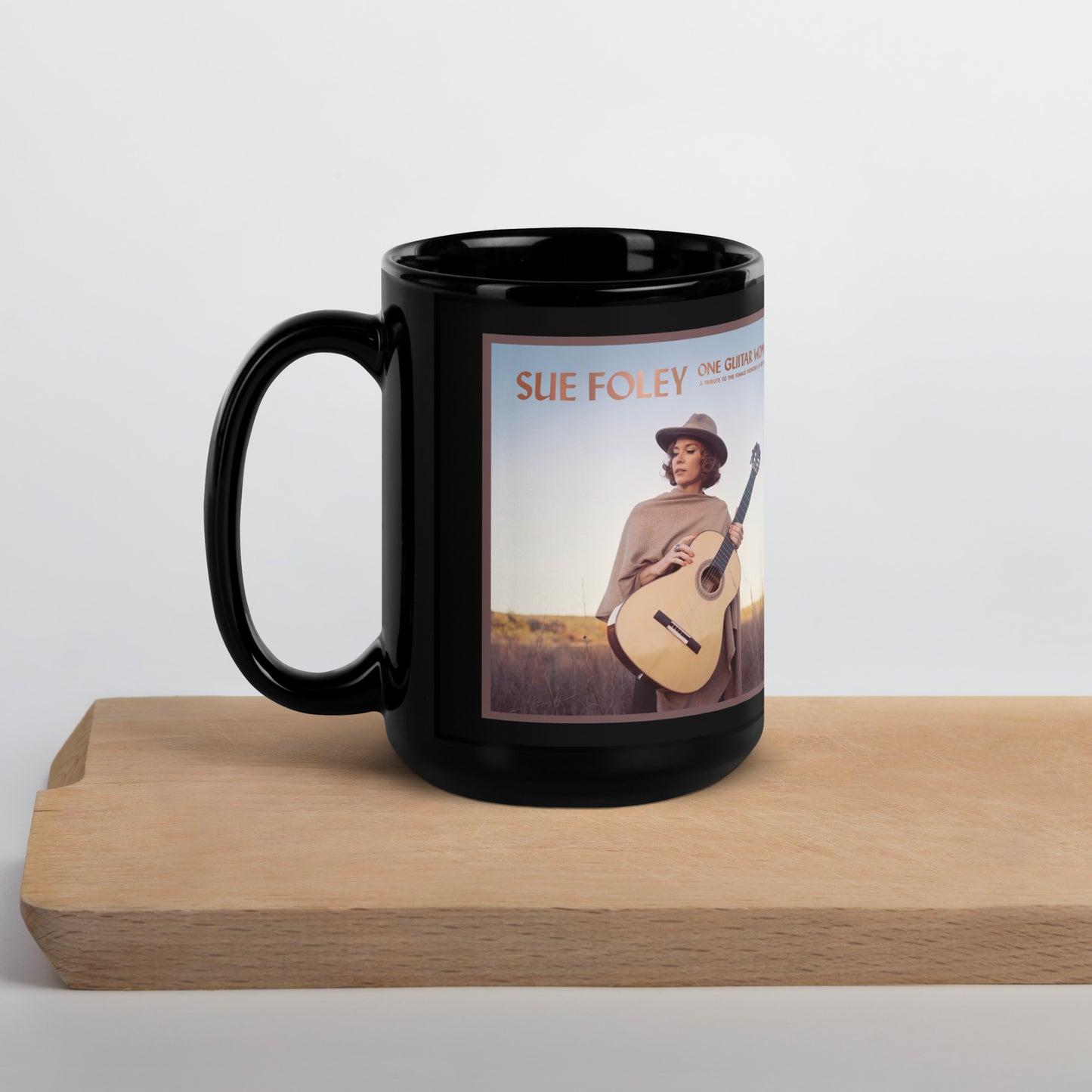 One Guitar Woman Large Black Mug