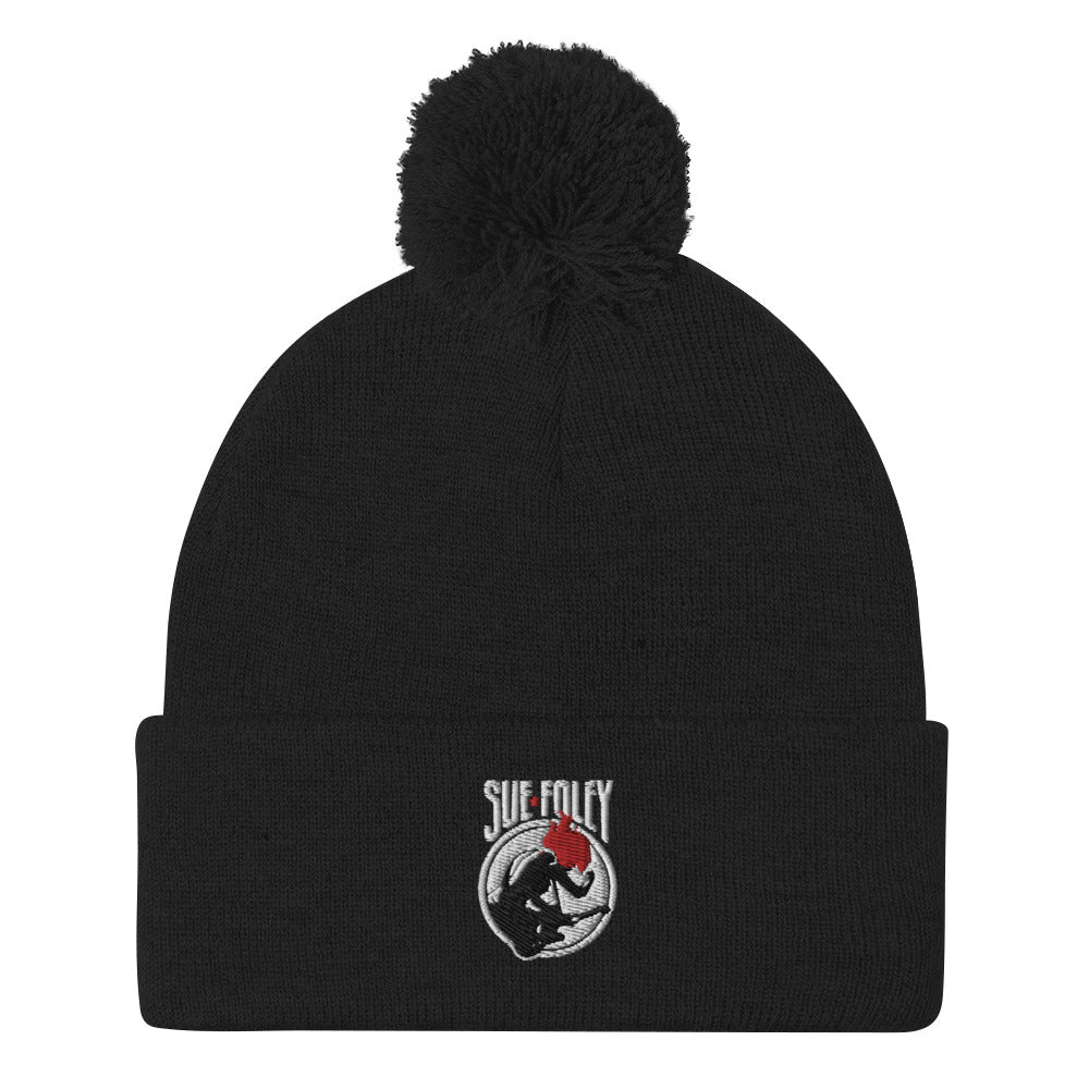 Sue Foley Stamp Pom-Pom Beanie