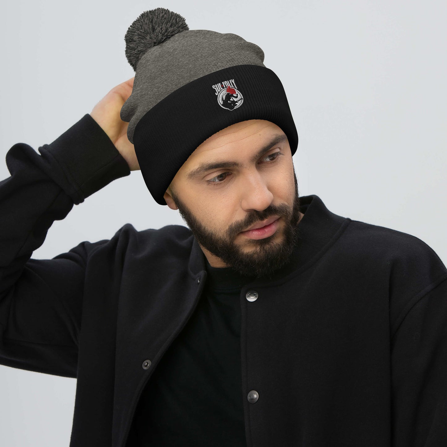 Sue Foley Stamp Pom-Pom Beanie