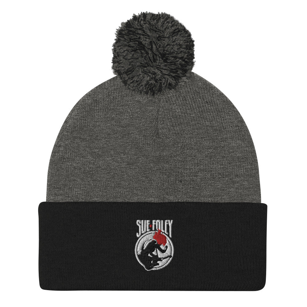 Sue Foley Stamp Pom-Pom Beanie