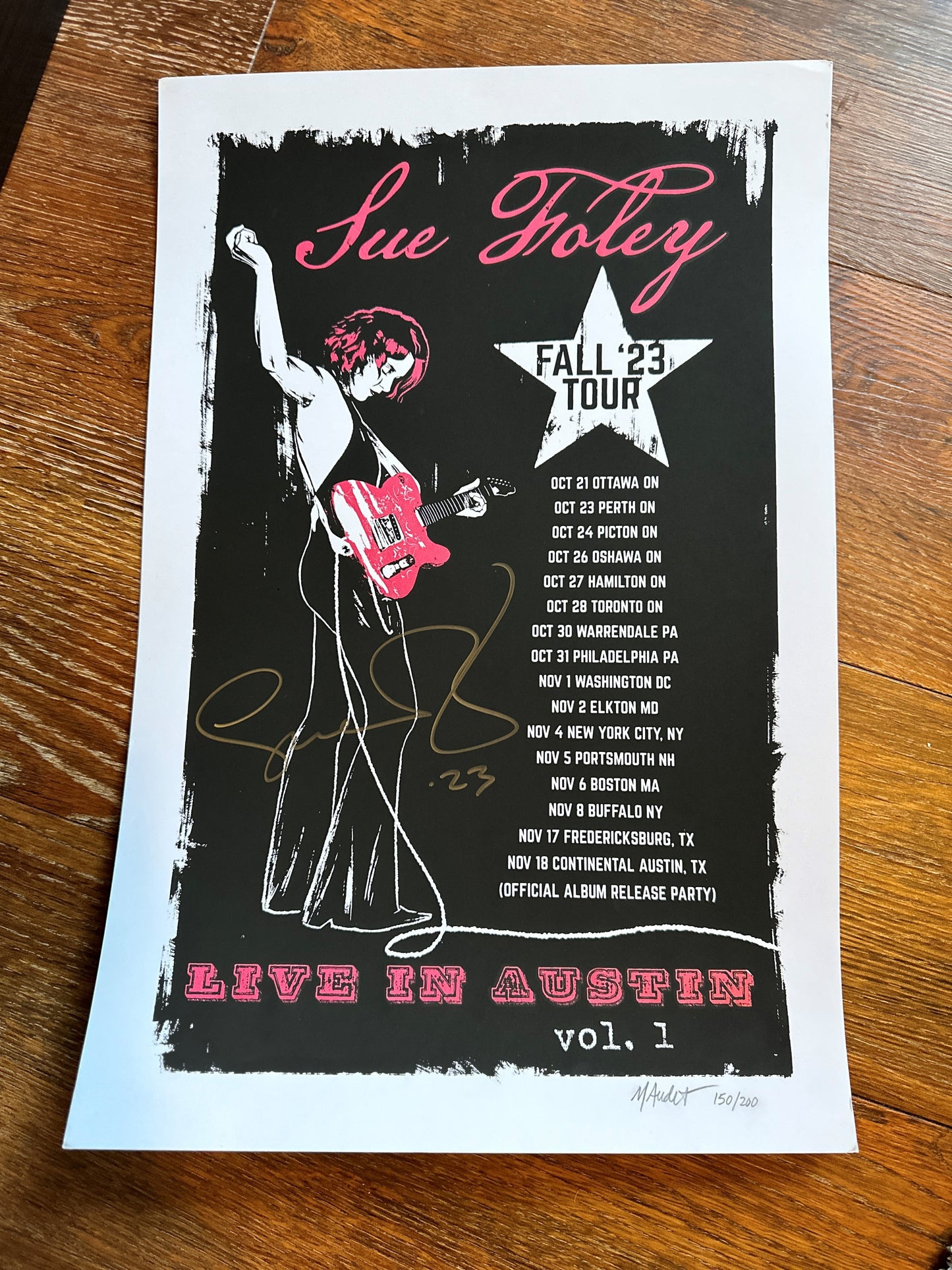 Signed Sue Foley Live In Austin Tour Poster